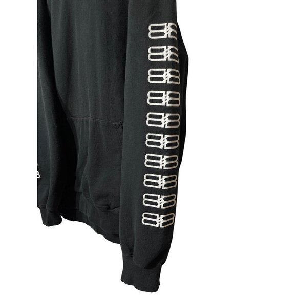 Balenciaga BB-Embroidered Oversized Hoodie in Black Large New Unisex Sweatshirt - Picture 7 of 16